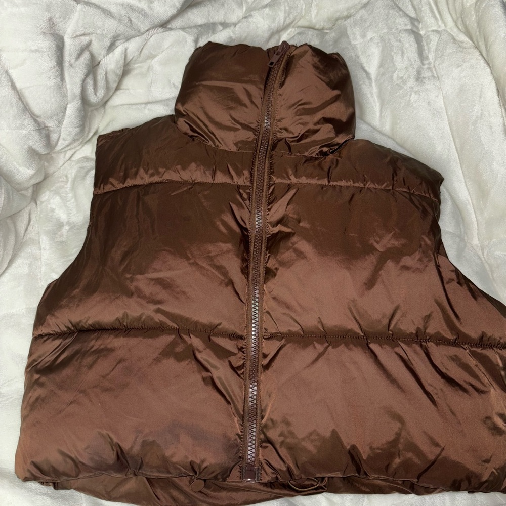 Quilted Puffer Vest in Chocolate Brown